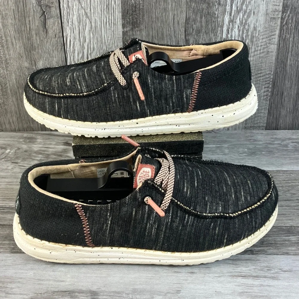 Hey Dude Wendy Youth Jersey Black Slip On Loafers Shoes 40451-001 Size 3Y